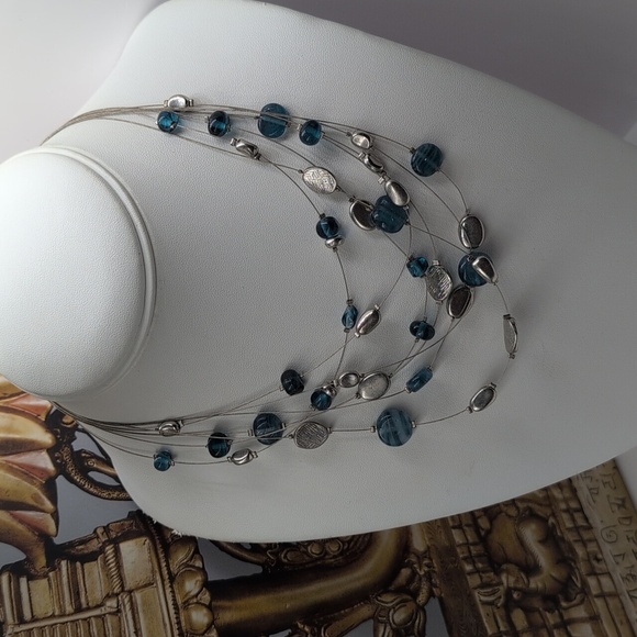 Lia Sophia Silver and Blue Multi-Strand Necklace - Picture 7 of 7